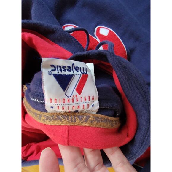 Majestic Boston Red Sox Hoodie Pullover Sweatshirt Blue MLB Embroidered Logo Med - Picture 9 of 13